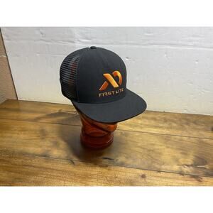 First Lite Snapback Trucker Mesh Hat Black Embroidered Ball Cap Hunting Outdoors